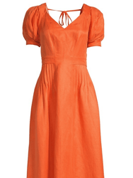 Women's Orange Opalz Puff-Sleeve Midi Dress - Orange