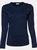 Ladies Interlock Long Sleeve T-Shirt In Navy Blue - Navy Blue