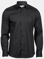 Tee Jays Mens Luxury Stretch Long-Sleeved Shirt - Black