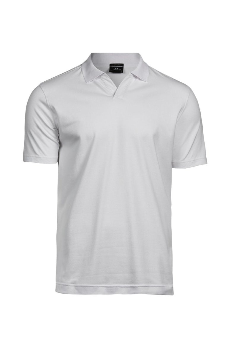 Tee Jays Mens Luxury Stretch V Neck Polo Shirt - White