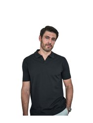 Tee Jays Mens Luxury Stretch V Neck Polo Shirt - Black