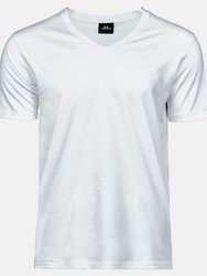 Tee Jays Mens Luxury V-Neck Tee (White) - White