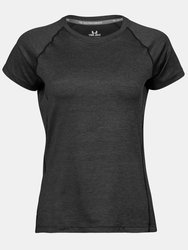 Tee Jays Womens/Ladies Cool Dry Short Sleeve T-Shirt (Black Melange) - Black Melange