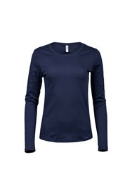 Tee Jays Womens/Ladies Interlock Long-Sleeved T-Shirt (Navy) - Navy