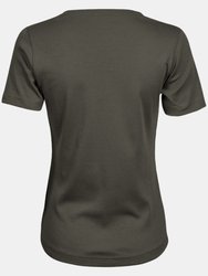 Tee Jays Womens/Ladies Interlock Short Sleeve T-Shirt (Dark Olive)