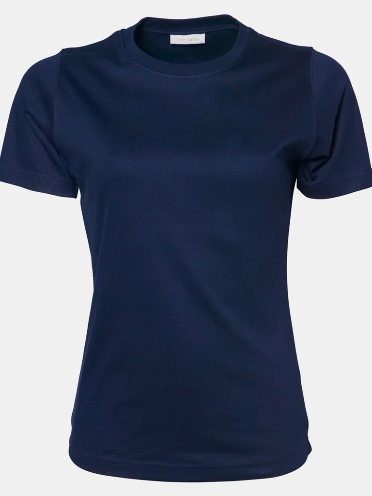 Tee Jays Womens/Ladies Interlock Short Sleeve T-Shirt (Navy Blue) - Navy Blue