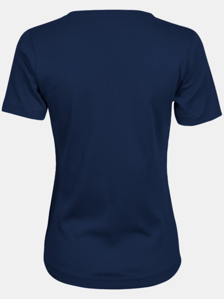 Tee Jays Womens/Ladies Interlock Short Sleeve T-Shirt (Navy Blue)