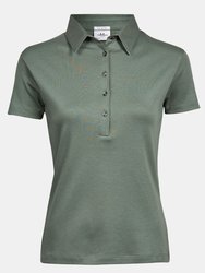 Tee Jays Womens/Ladies Pima Short Sleeve Cotton Polo Shirt - Leaf Green