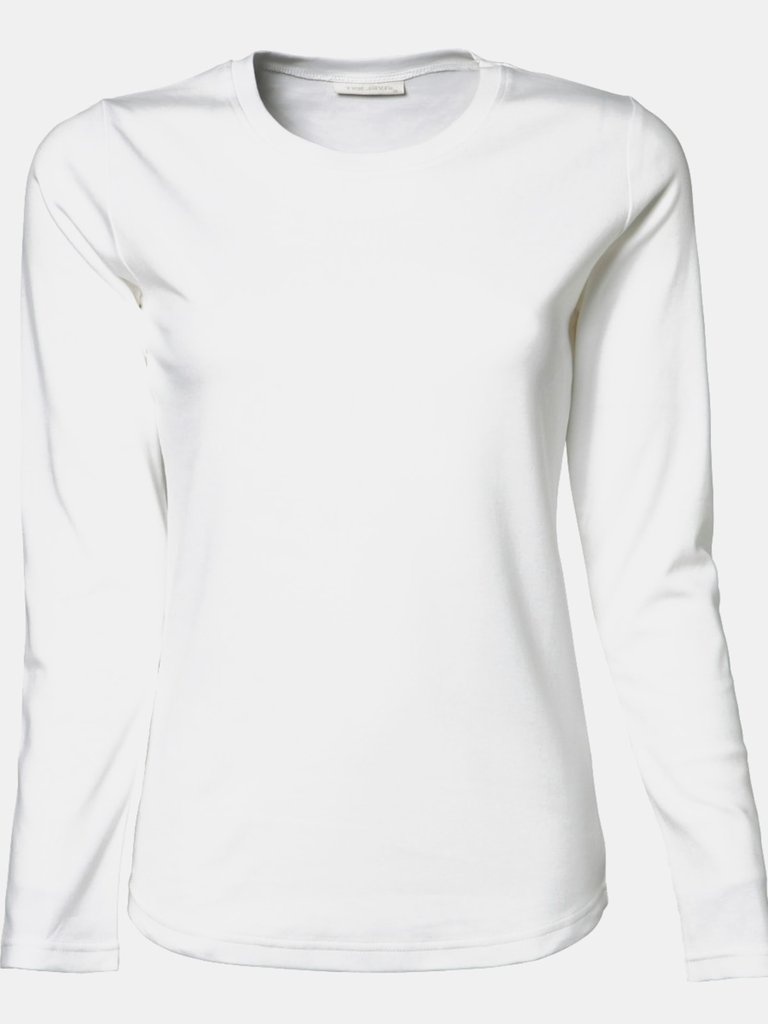 Womens/Ladies Interlock Long Sleeve T-Shirt - White - White