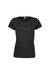 Womens/Ladies Roll Sleeve Cotton T-Shirt - Black - Black