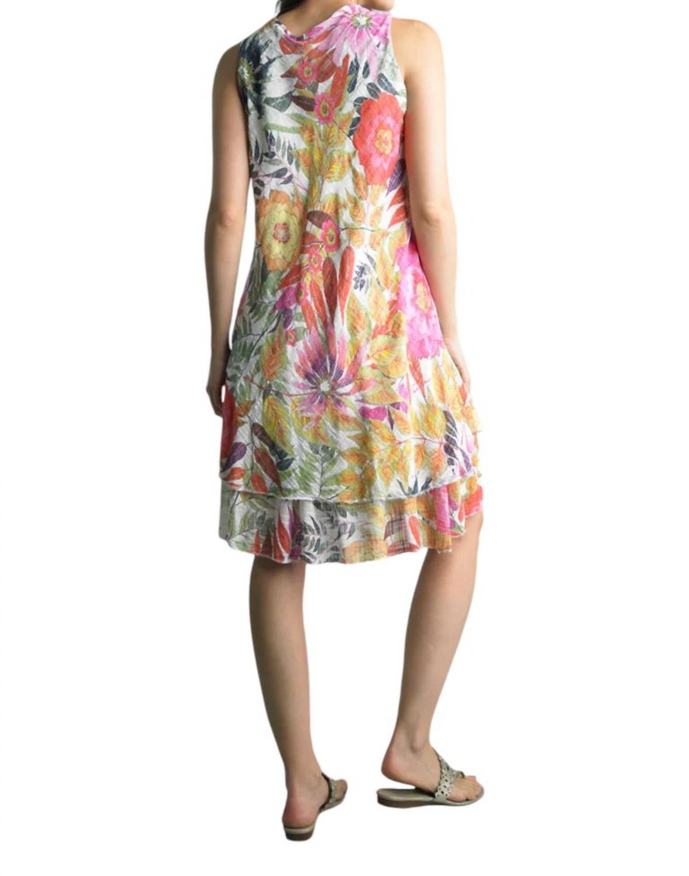 Botanical Gardens Tiered Dress In Yellow Multi