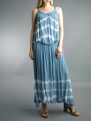 Dip Dyed Maxi Dress With Added Swing Top - Blue