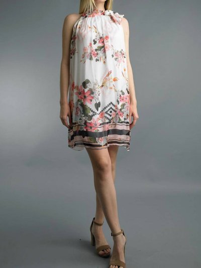 TEMPO PARIS Floral Print Silk Dress With Neck Tie product