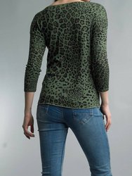 Leopard Print V Neck Sweater