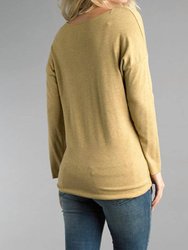 Lightweight V Neckline Sweater With Stars In Mustard