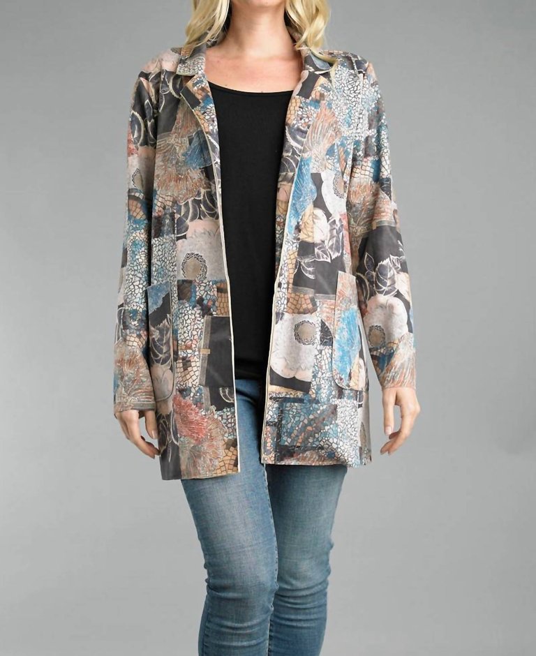 Mosaic Print Suede Jacket - Multi Colored
