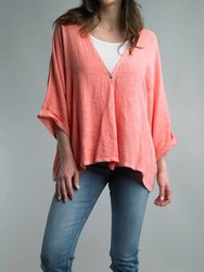 One Button Oversized Jacket - Bright Coral