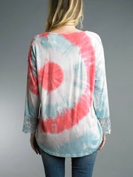 Tie Dye And Lace Hi Low Sweater