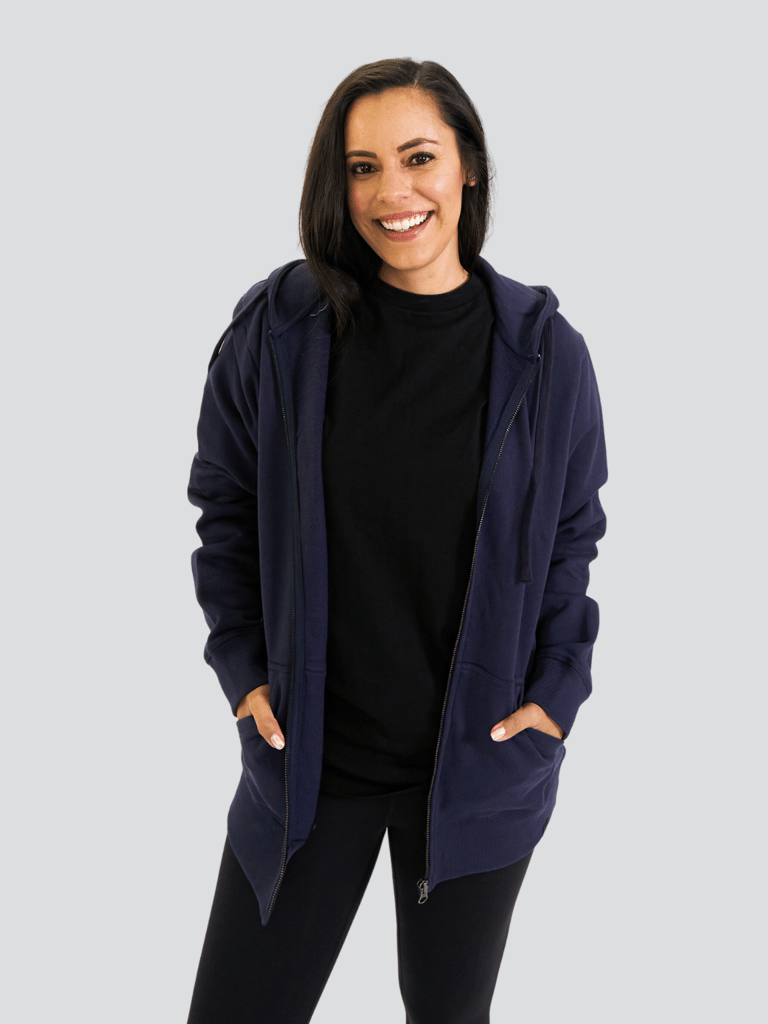 Organic Cotton Zip-Up Hoodies - Midnight Blue