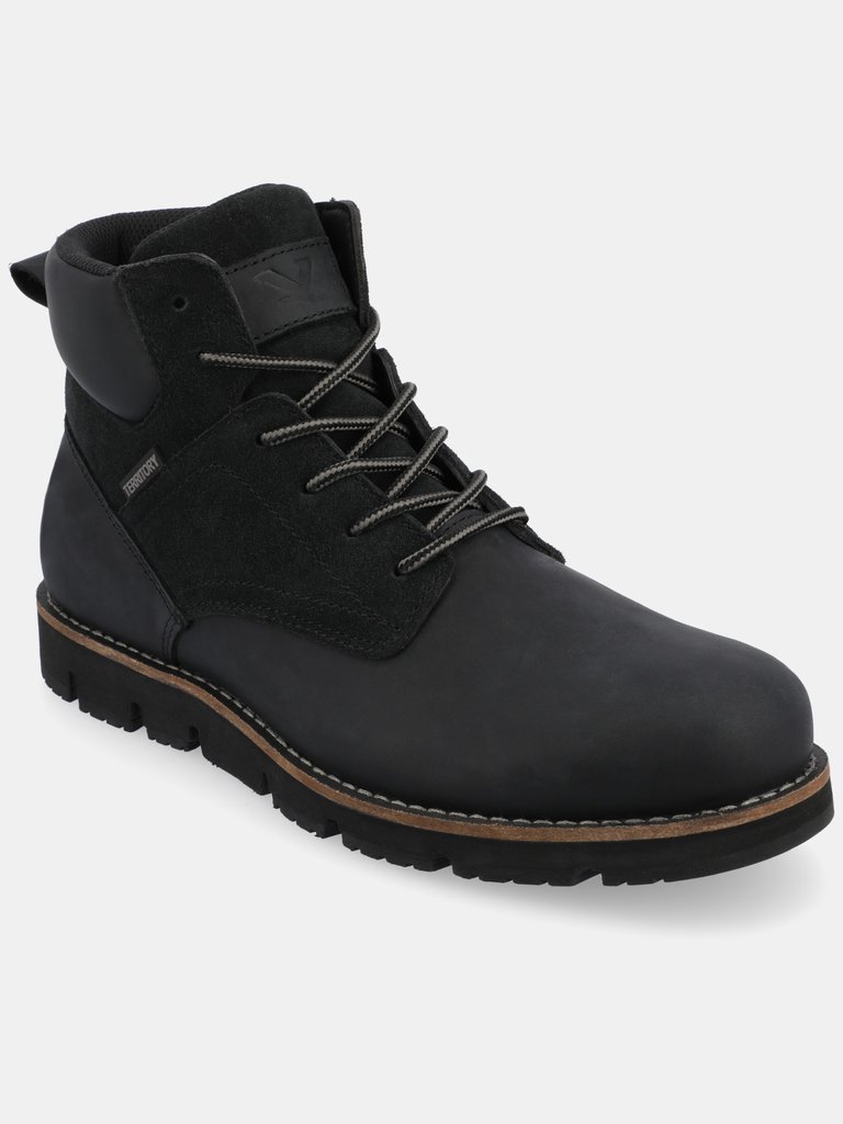 Range Water Resistant Plain Toe Lace-Up Boot - Black