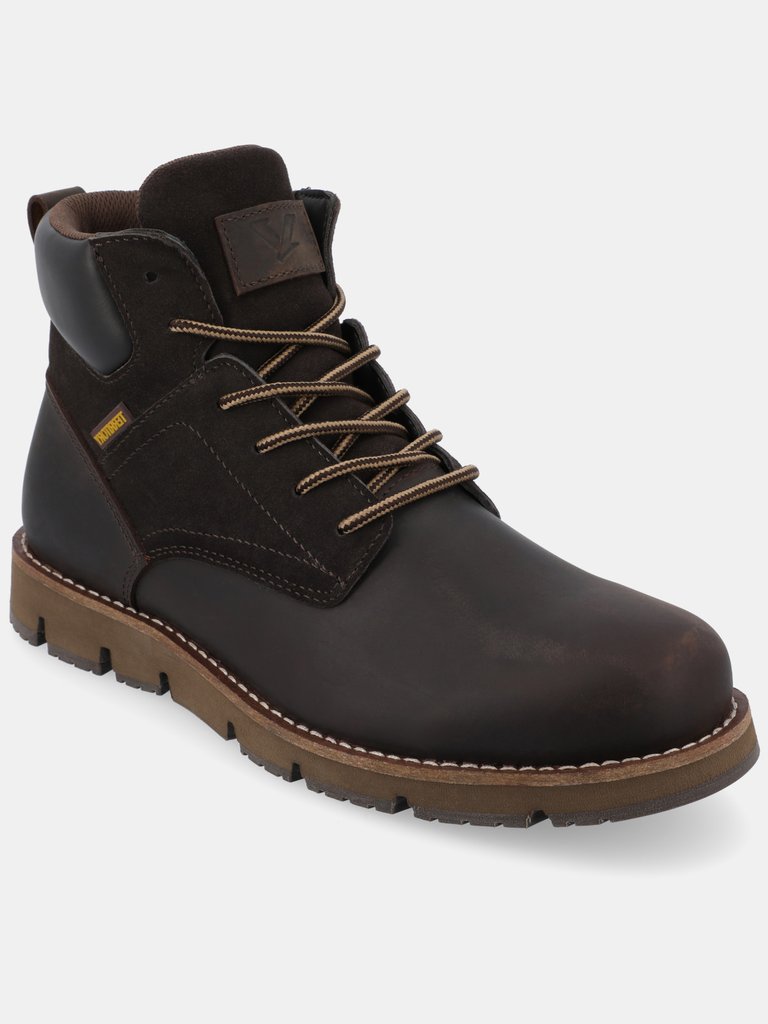 Range Water Resistant Plain Toe Lace-Up Boot - Brown