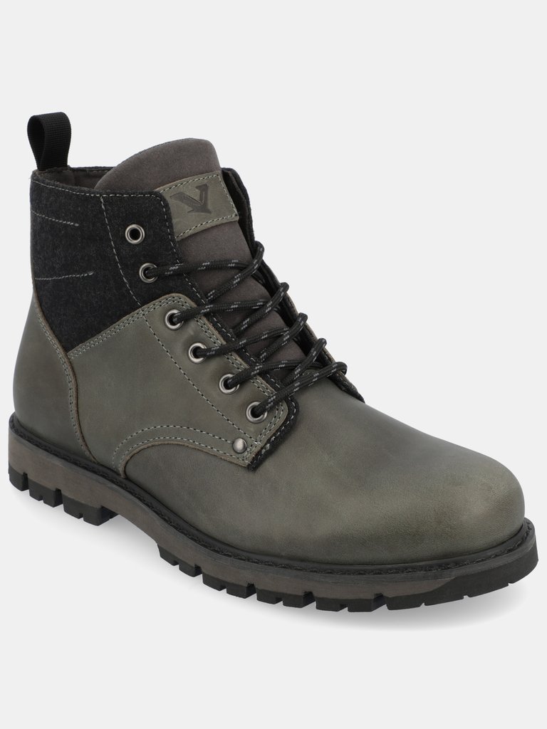 Redline Water Resistant Plain Toe Lace-Up Boot - Grey