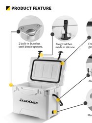 EchoSmile 25 Quart White Rotomolded Cooler