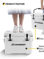 EchoSmile 25 Quart White Rotomolded Cooler