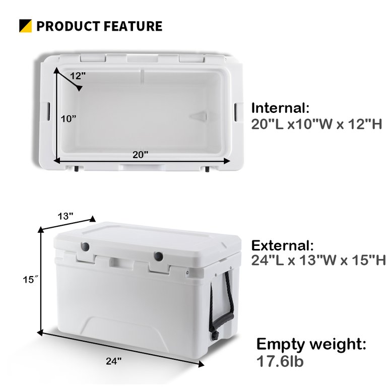 EchoSmile 40 Quart White Rotomolded Cooler