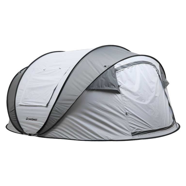 EchoSmile Pop Up Tent For 5-8 People - White/Grey