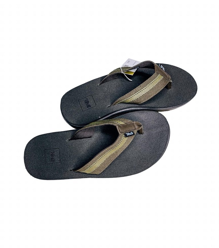 Men's Voya Canvas Flip Flop In Dark Olive - Dark Olive