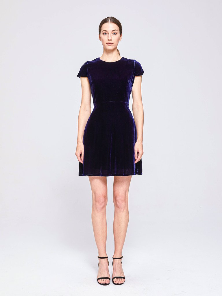 Alexandra Velvet Mini Dress - Navy