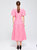 Swan Puff Sleeve Midi Dress - Hot Pink