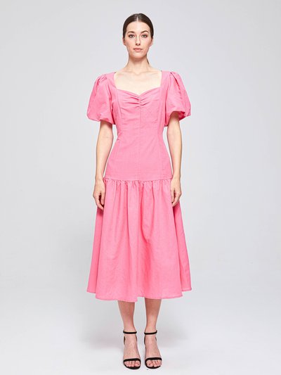 The 28th Rose Swan Puff Sleeve Midi Dress - Hot Pink product