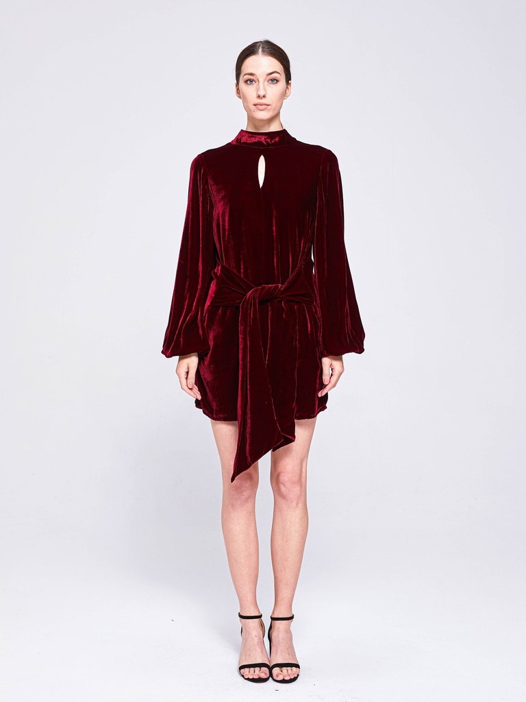 Wanda Velvet Mini Dress - Burgundy