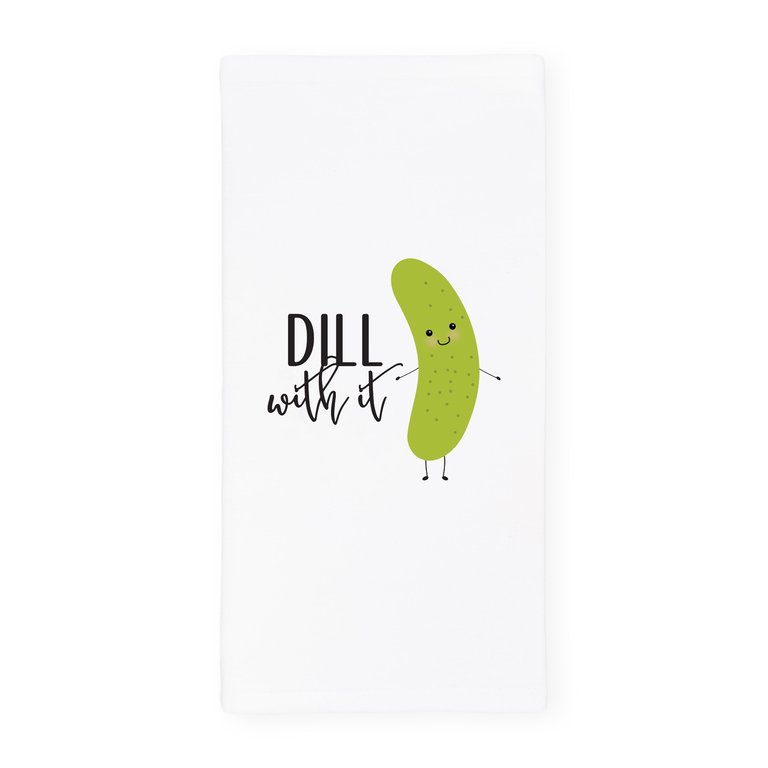 Dill With It Kitchen Tea Towel - White