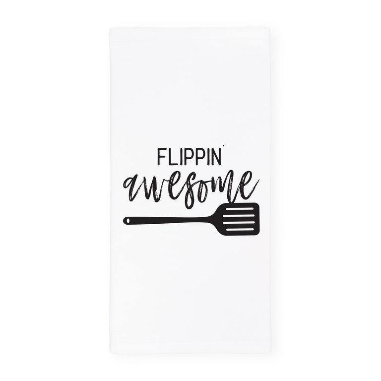Flippin' Awesome Kitchen Tea Towel - White