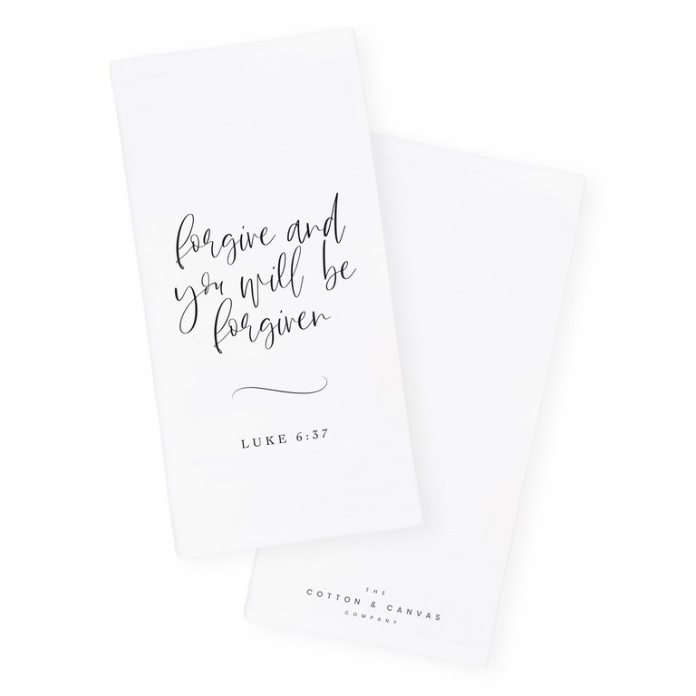 Forgive and You Will Be Forgiven, Luke 6:37 Cotton Canvas Scripture, Bible Kitchen Tea Towel