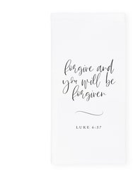 Forgive and You Will Be Forgiven, Luke 6:37 Cotton Canvas Scripture, Bible Kitchen Tea Towel - White