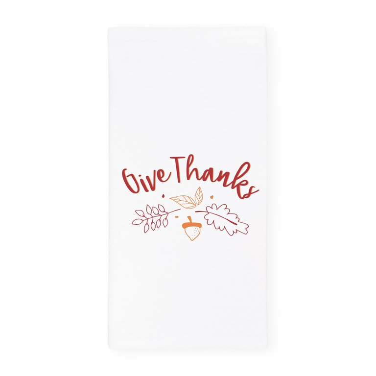 Give Thanks Kitchen Tea Towel - White