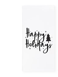 Happy Holidays Christmas Kitchen Tea Towel - White