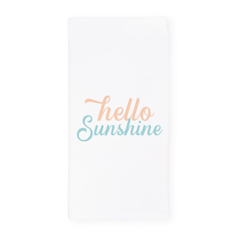 Hello Sunshine Kitchen Tea Towel - White