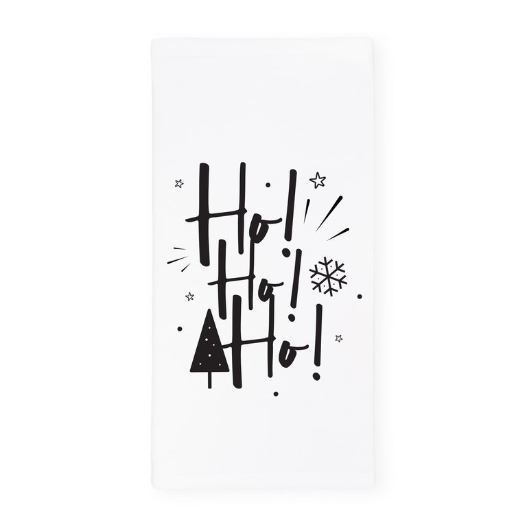 Ho! Ho! Ho! Christmas Kitchen Tea Towel - White