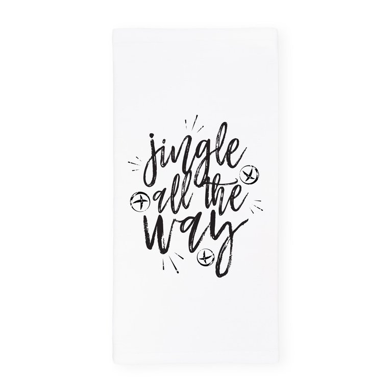 Jingle All the Way Christmas Kitchen Tea Towel - White