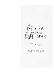 Let Your Light Shine, Matthew 5:16 Cotton Canvas Scripture, Bible Kitchen Tea Towel - White