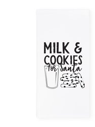 Milk and Cookies for Santa Cotton Canvas Christmas Kitchen Tea Towel - White