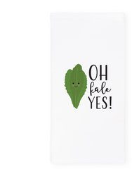 Oh Kale Yes! Kitchen Tea Towel - White