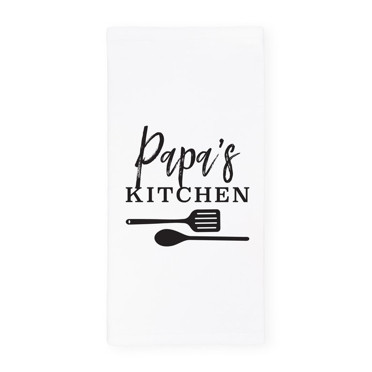 Papa's Kitchen Tea Towel - White