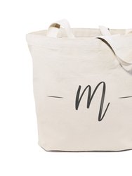 Personalized Handwritten Monogram Cotton Canvas Tote Bag - White
