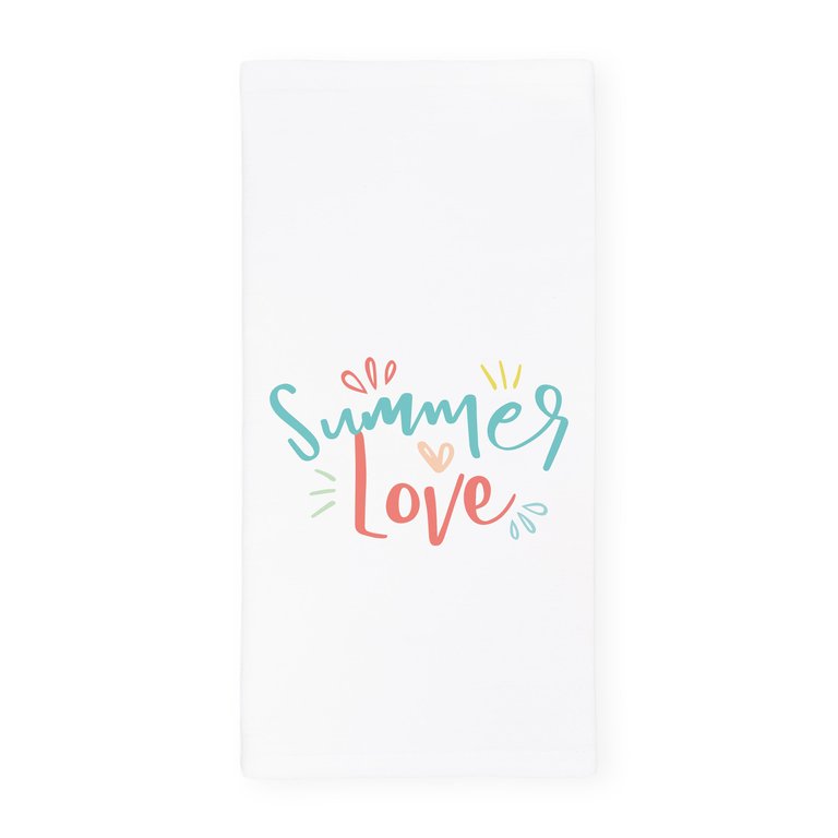 Summer Love Kitchen Tea Towel - White